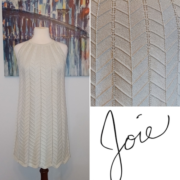 4/6 Joie Herringbone Mod Mini Dress, Cotton Viscose, Sleeveless, Knit - Picture 1 of 6